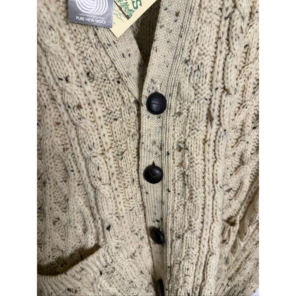 Nwt Aran Crafts 100% Wool Cable Knit Button Front Cardigan Sweater Women’s Med — image 4 of 5